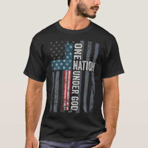 T-shirt Une nation sous Dieu - Drapeau croix chrétienne Us