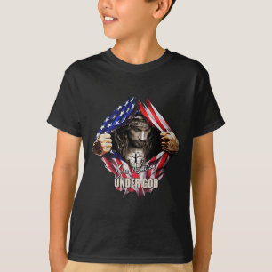 T-shirt Une nation sous Dieu Jésus Art nous drapeau chréti