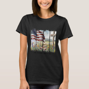 T-shirt Une nation sous Dieu Jésus croix chrétienne drapea