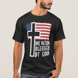 T-shirt une nation sous dieu jésus drapeau américain homme