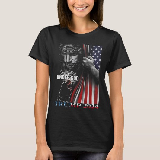 T-shirt Une nation sous Dieu Trump 2024 Dieu drapeau améri (Devant)