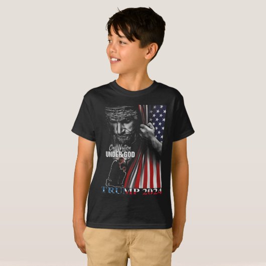 T-shirt Une nation sous Dieu Trump 2024 Dieu drapeau améri (Devant entier)