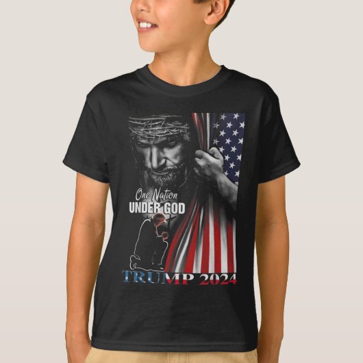 T-shirt Une nation sous Dieu Trump 2024 Dieu drapeau améri (Devant)