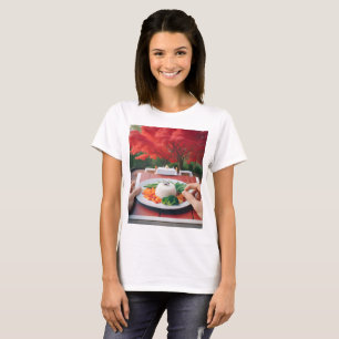 T-shirt une personne tient une assiette avec de la nourrit
