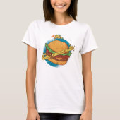 T-shirt Une planète Cheesburger avec une fusées à pizza (Devant)