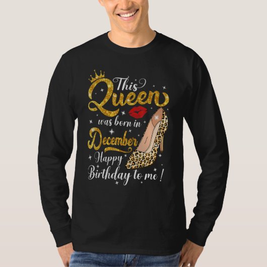 T-shirt Une Reine Est Née En Décembre Anniversaire Leopard (Devant)