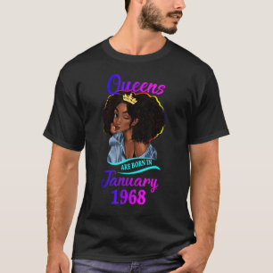 T-shirt Une reine est née en janvier 1968 Joyeux 55e anniv