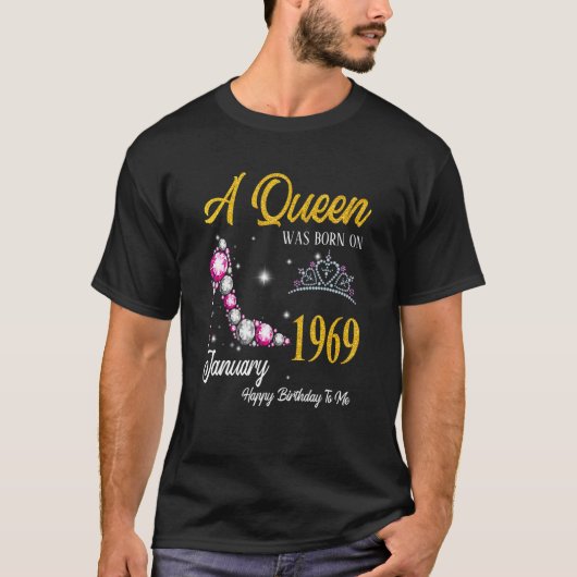 T-shirt Une Reine Est Née En Janvier 1969 High Heel 54th B (Devant)