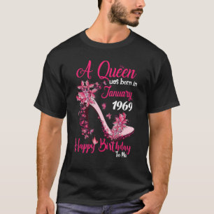 T-shirt Une Reine Est Née En Janvier 1969 High Heel 54th B