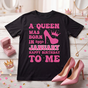 T-shirt Une reine est née en janvier Anniversaire Couronne