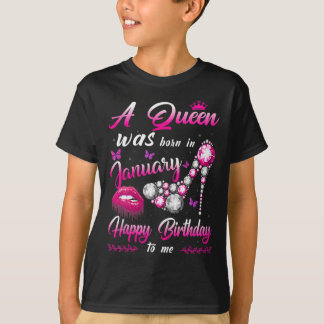 T-shirt Une Reine Est Née En Janvier Joyeux Anniversaire