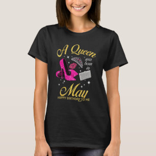 T-shirt Une Reine Est Née En Mai Anniversaire Mai Filles F