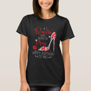 T-shirt Une Reine Est Née En Mai Couronne Filles Anniversa