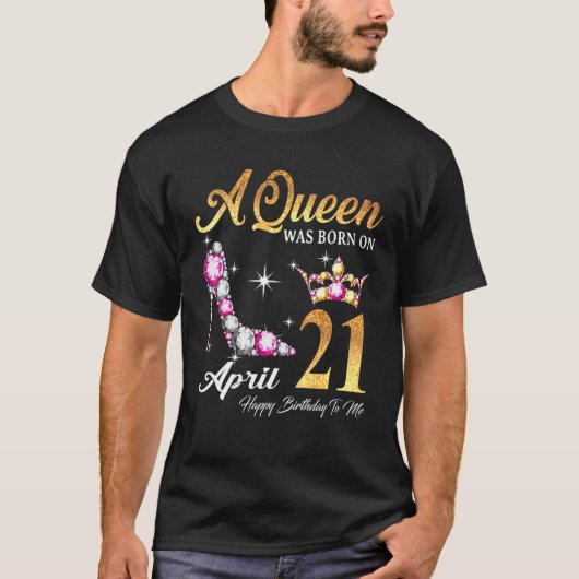 T-shirt Une Reine Est Née Le 21 Mars Joyeux Anniversaire P (Devant)