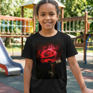 T-shirt Une rose rouge aquarelle sur fond noir