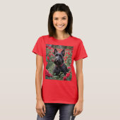 T-shirt "Une rose rouge pour le Terrier écossais noir" (Devant entier)