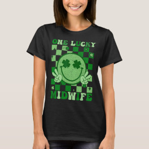 T-shirt Une sage-femme chanceuse Sourire groovy Saint-Patr