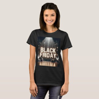 T-shirt une scène avec une pancarte qui dit noir vendredi