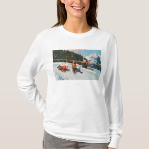 T-shirt Une scène Sledding de toboggan
