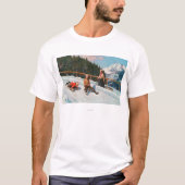 T-shirt Une scène Sledding de toboggan (Devant)