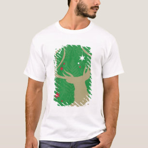 T-shirt Une silhouette d'un cerf commun avec des étoiles