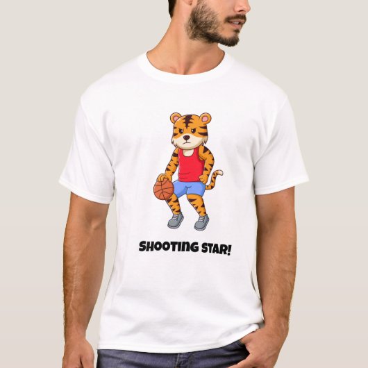 T-shirt Une star de tir ! un drôle de chat-basket (Devant)