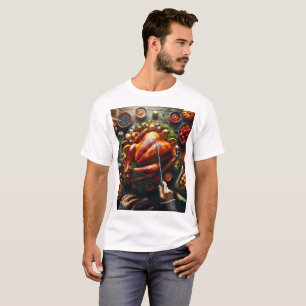 T-shirt une table avec une dinde et beaucoup d'autres alim