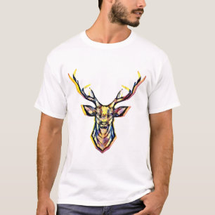 T-shirt Une tête de cerf comme une image colorée à l'aquar