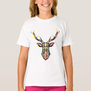 T-shirt Une tête de cerf comme une image colorée à l'aquar