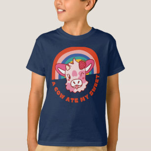 T-shirt Une vache a mangé mon doux slogan