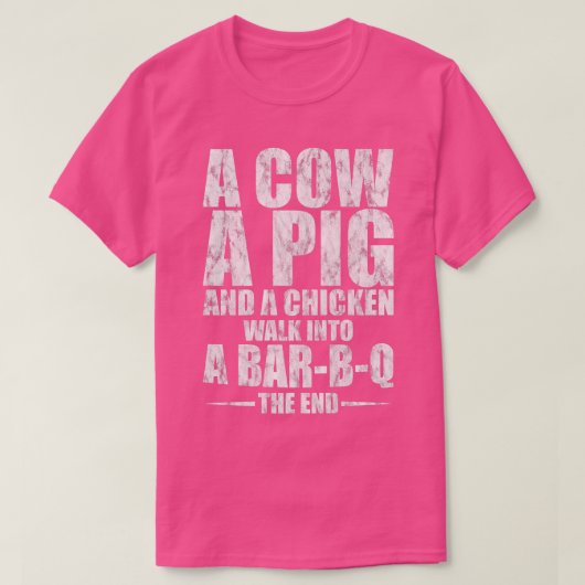 T-shirt Une Vache, Un Cochon Et Un Poulet Marchent Dans Un (Design devant)