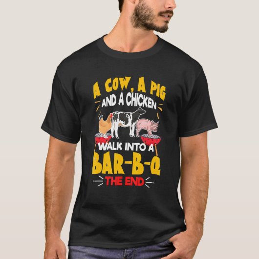 T-shirt Une Vache Un Cochon Et Un Poulet Marcher Dans Le B (Devant)
