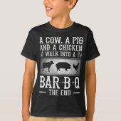 T-shirt Une Vache, Un Cochon Et Un Poulet Se Promènent Dan (Devant)