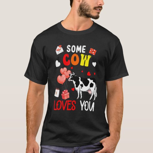 T-shirt Une vache vous aime Rancher de la Saint Valentin (Devant)