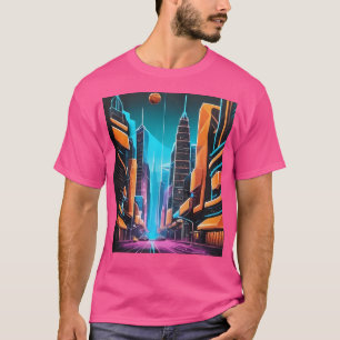 T-shirt Une Ville Néon Vibrante Et Futuriste.