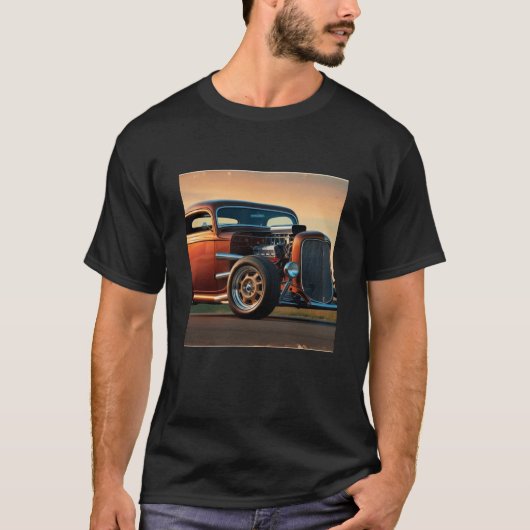 T-shirt une voiture d'époque à talon chaud (Devant)