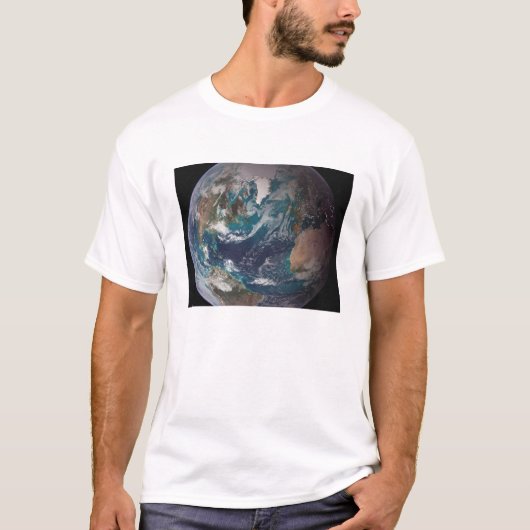 T-shirt Une vue complète de la Terre montrant les données  (Devant)