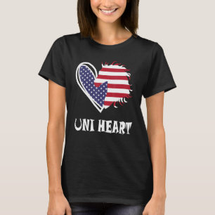 T-shirt Uni Heart Patriotic Horse Heart American Flag Hors