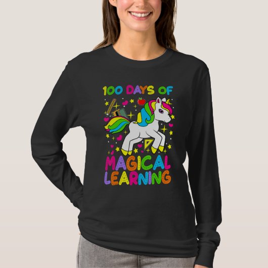 T-shirt Unicorn 100 Days Of Magical Learning 100th Day Of  (Devant)