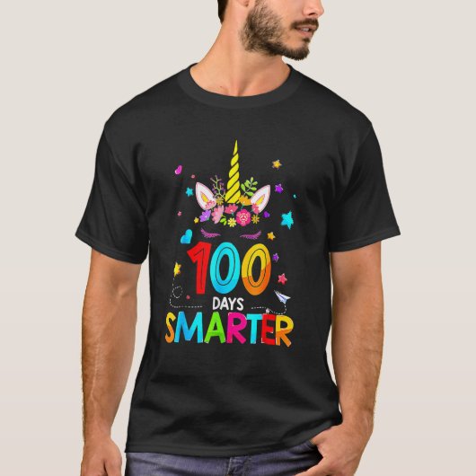 T-shirt Unicorn 100 Days Smarter 100th Day Of School Stude (Devant)