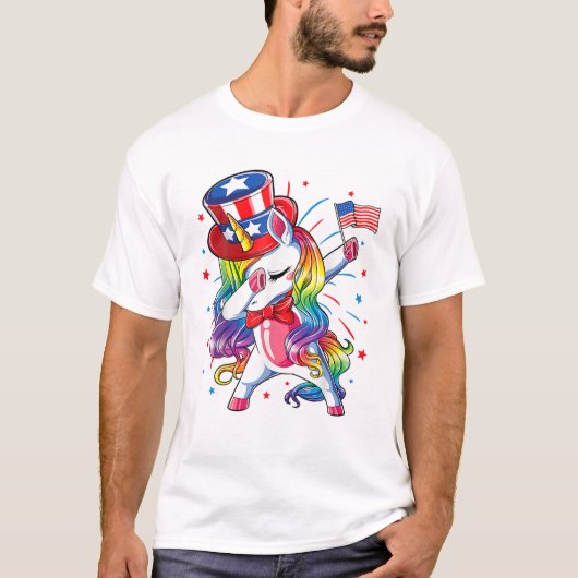 T-shirt Unicorn 4 juillet filles (Devant)