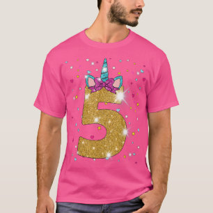 T-shirt Unicorn 5th Birthday Girl Five 5 Years Old 146