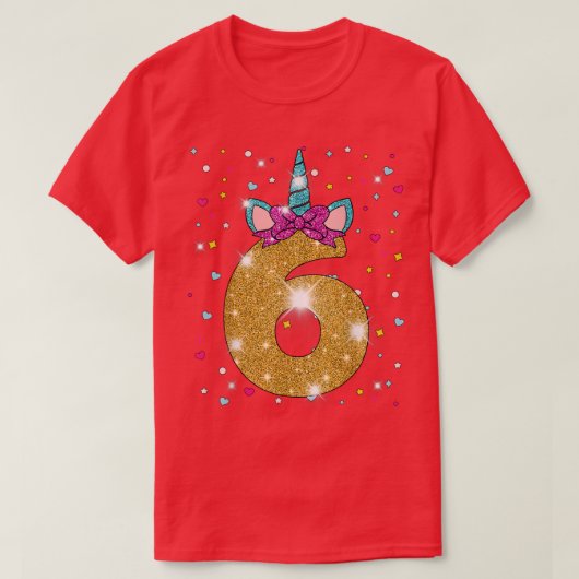 T-shirt Unicorn 6e anniversaire fille Si 6 ans (Design devant)