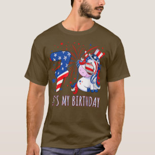 T-shirt Unicorn 7e anniversaire 4 juillet fille garçon 7 a