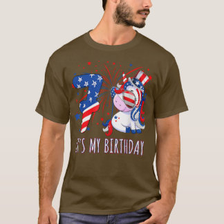 T-shirt Unicorn 7e anniversaire 4 juillet fille garçon 7 a