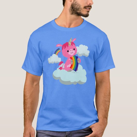 T-shirt Unicorn à l'arc-en-ciel mignon (Devant)