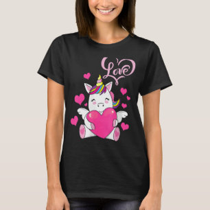 T-shirt Unicorn Accrocher Heart Love Girl Cute Unicorn Val