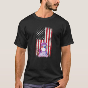 T-shirt Unicorn American Flag Boys Girls Hommes Femmes Qua