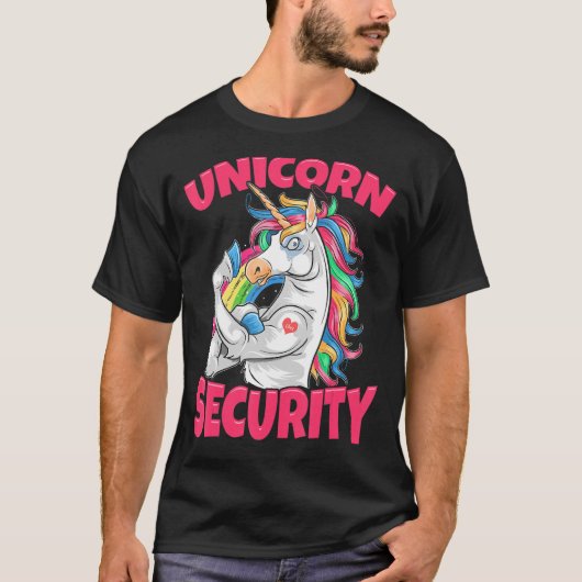 T-shirt Unicorn arc-en-ciel Unicorn Sécurité (Devant)