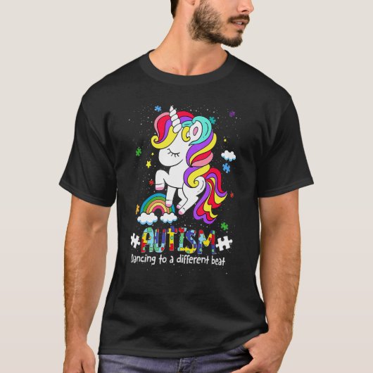 T-shirt Unicorn Autism Dancing To be A Different Beat Girl (Devant)